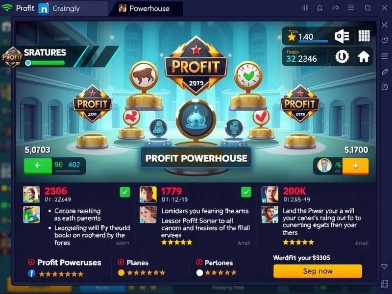 Profit Powerhouse feature showcase with multiple gameplay elements